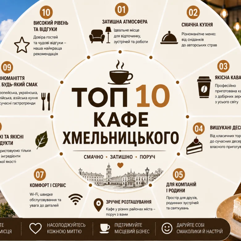 ТОП 10 кафе Хмельницького: рейтинг, відгуки та як обрати