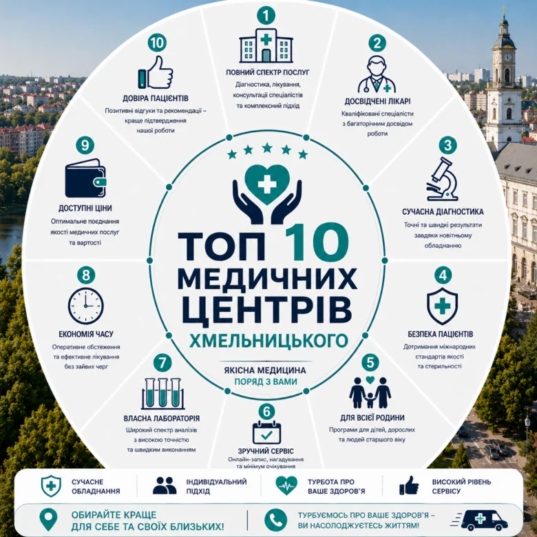 ТОП 10 медичних центрів Хмельницького: рейтинг, відгуки та як обрати